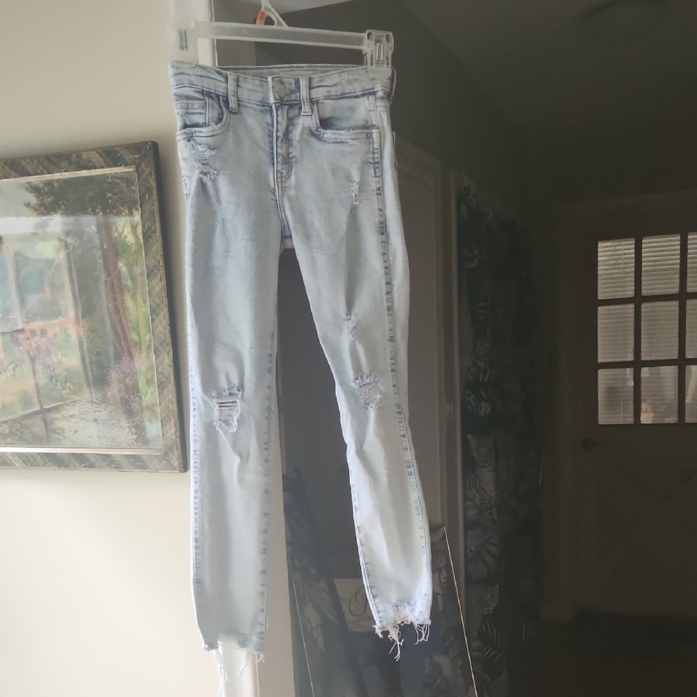 M11  Zara kids Light Blue Distressed Stretchy Skinny Jeans